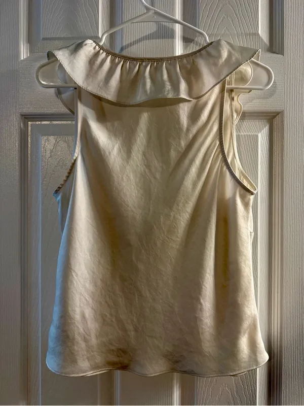 Aritzia Wlfred Silky Cream Ruffle Tie-Front Tank Top Size M - Image 4