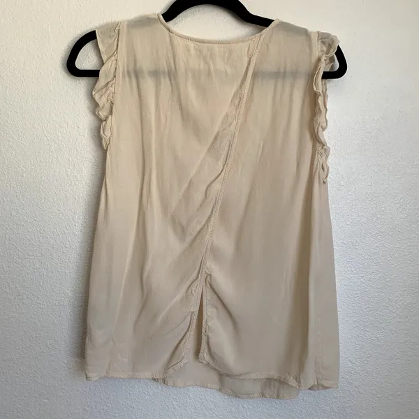BA&SH Fani Ruffle-trimmed‎ Crepe Top in Cream - Image 4