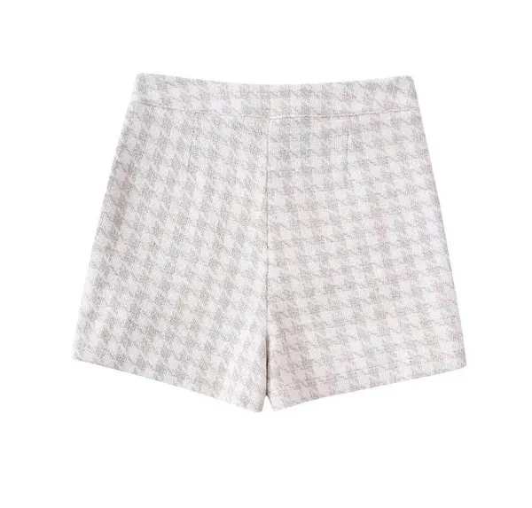 ZARA NWT  Houndstooth Tweed Beige Skort - Image 2