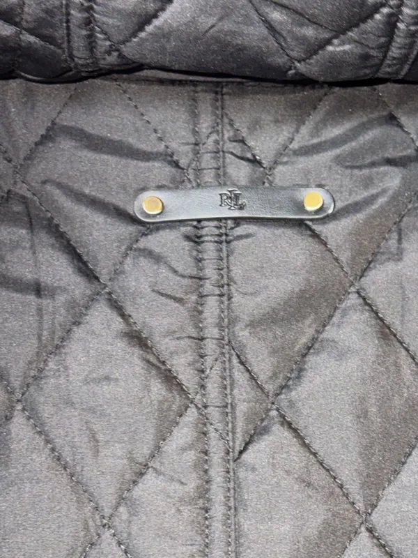 Lauren Ralph Lauren Black Quilted Coat with‎ Cream Faux-Sherpa Collar - Image 5