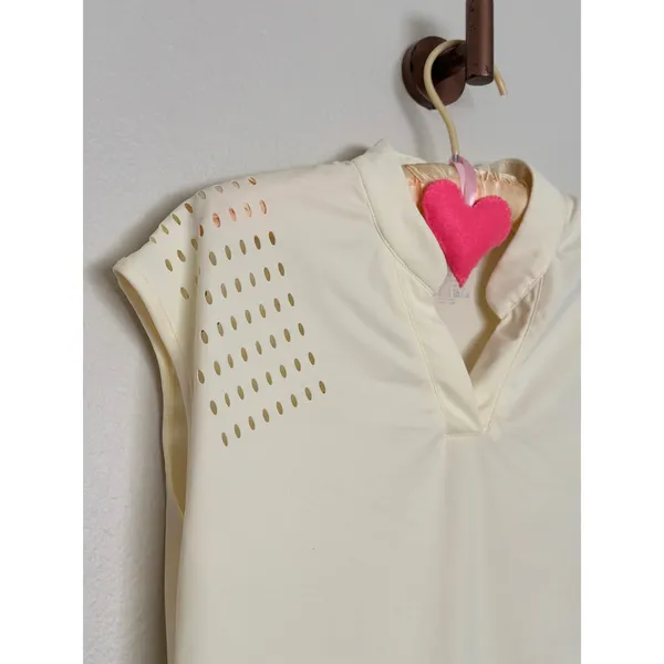 Soothfeel Shirt Womens Small Cream Butter Yellow Sleeveless Golf V Neck Vented - Image 6