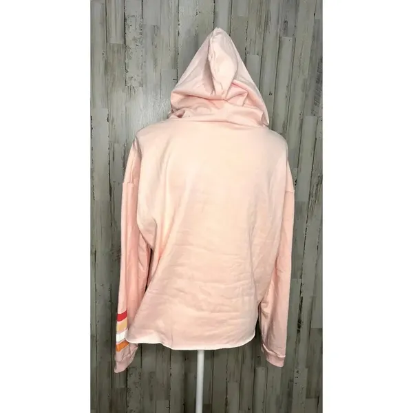 Coca-Cola‎ Women's XL Pink Cropped Hoodie Long Sleeve Pullover Casual - Image 3
