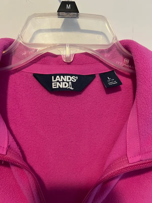 Lands' End Women's Bright Fuchsia Full-Zip Fleece Vest Size L 14-16 0405267 - Image 2