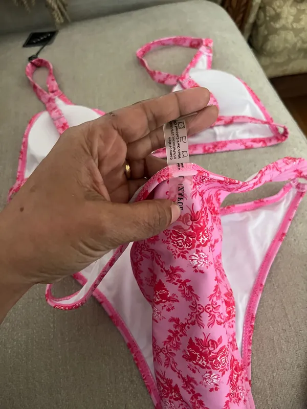 Zaful the Store GORGLITTER Women's Floral Paisley Swimsuit High Cut Thong Triangle Ring Bikini Sets Bathing - Image 11