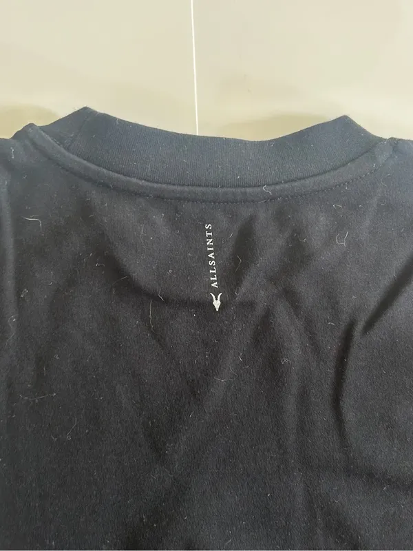AllSaints Crewneck Black Heavyweight T-Shirt - Image 4