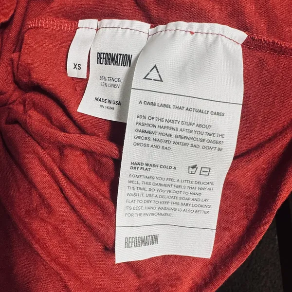 Reformation Womens Short Sleeved Red T-Shirt Linen Blend Size XS Basic Capsule - Image 5