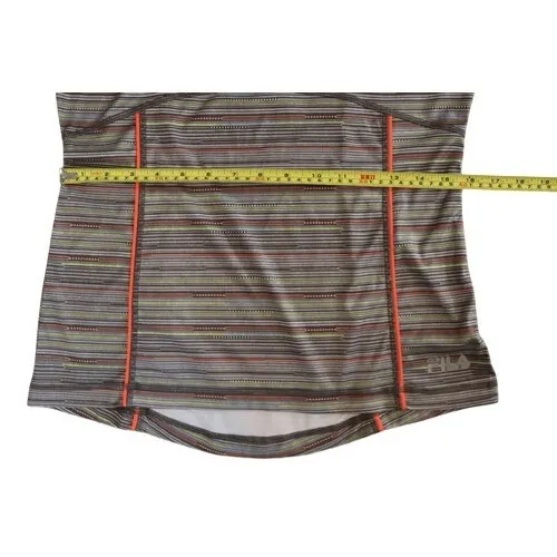 Fila Activewear Grey Striped Fitted Running Jogging Top Shirt MEDIUM Sporty‎ - Image 6
