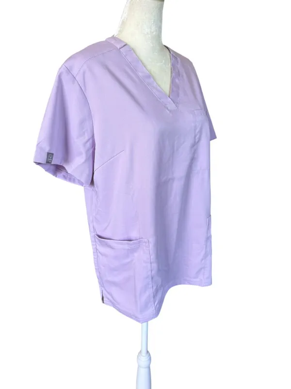 NiaaHinn women's lavender short sleeve v-neck pullover scrub top size medium - Image 2