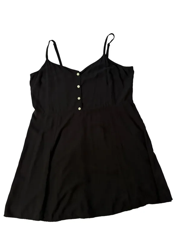 Gap Black Rayon Cami Mini Dress XL Button Front Shirred Back - Image 6