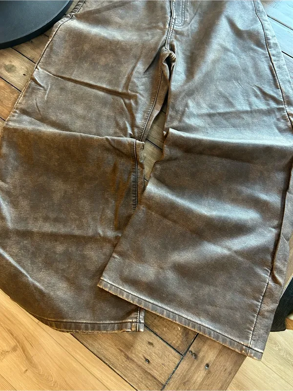 Free People We the Free Misha Barrel Vegan Brown Pants 28 - Image 9