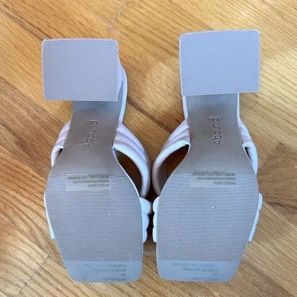 Abound Pearl-PU Cream Beige Padded Block Heel Slide Sandals Square Toe Mules 7M‎ - Image 6