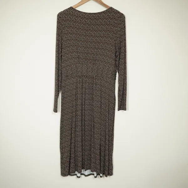 Boden Size 10 Long Brown Polka Dot Jersey Long Sleeve Midi Dress with‎ Pockets - Image 6