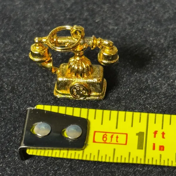 Vintage Avon French Telephone Charm 14K Gold Electroplate Original Box NOS - Image 7