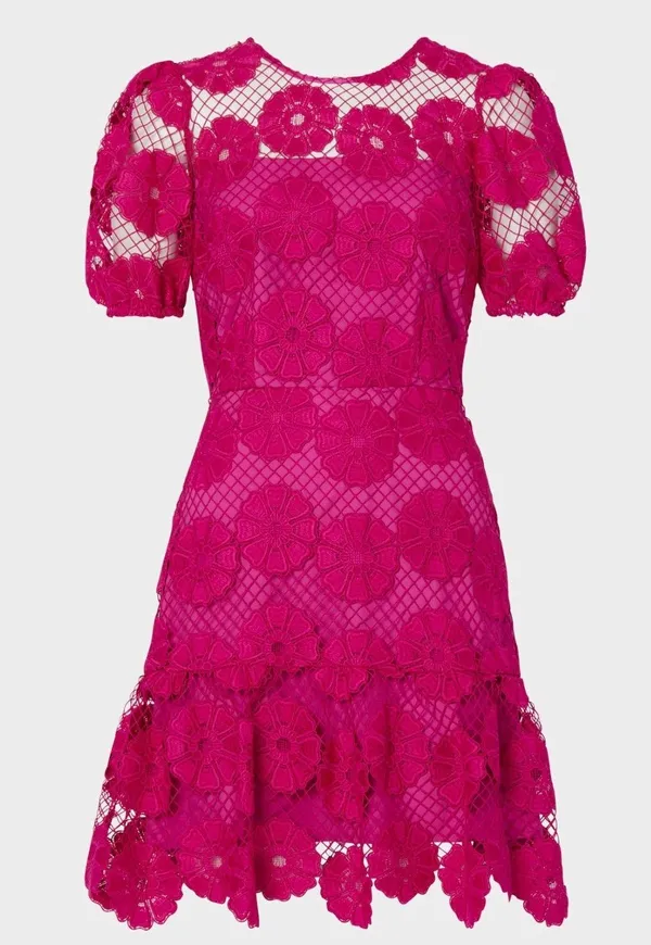 Pink Floral Lace Dress - Image 4