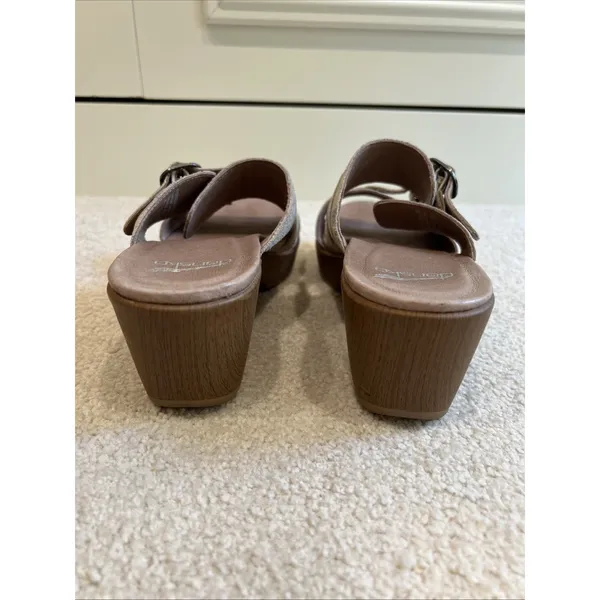 Dansko Jessie Sandals Double Strap Clogs Size 39‎ US 8.5 9 Gold & Beige Marbled - Image 6