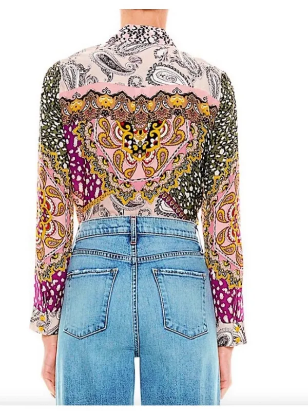 NWT- Alice and Olivia Willa Hidden Placket Silk Top Size S - Image 4