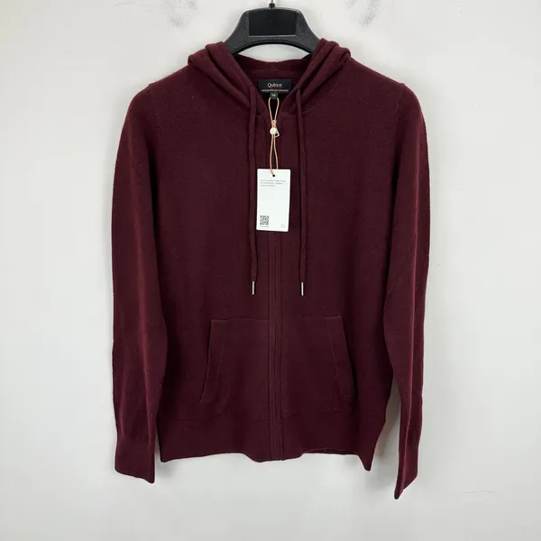 Quince Mongolian Cashmere Full Zip Hoodie Sweater Rich Burgundy Womens XS NWT - Image 6