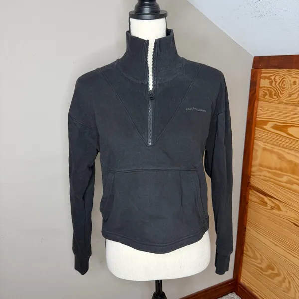 Outdoor Voices Half Zip Cropped Pullover Sweatshirt Black Medium M Activewear - Image 2