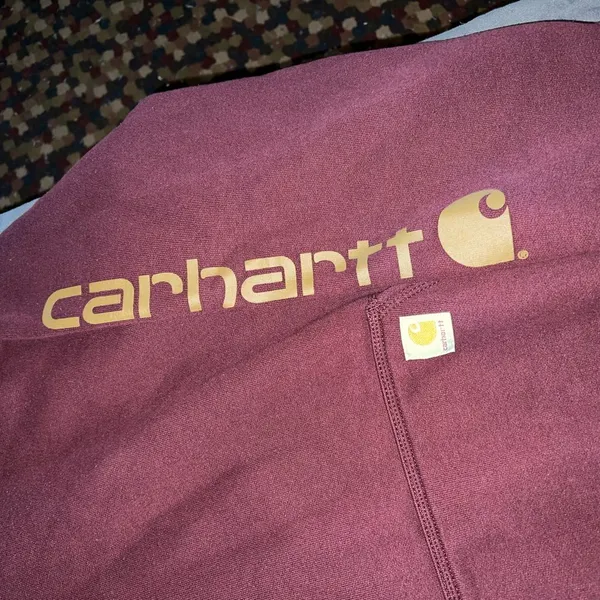 Carhartt Loose Fit Burgundy Hoodie Size XL Unisex - Image 4