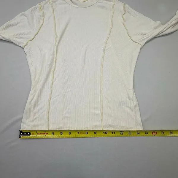 Wild Fable Women's White Ribbed Exposed Seam Turtleneck Long Sleeve Top - Image 6