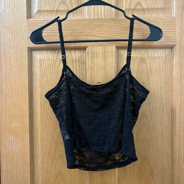 Brandy Melville Black Lace Tank Top One Size - Image 2