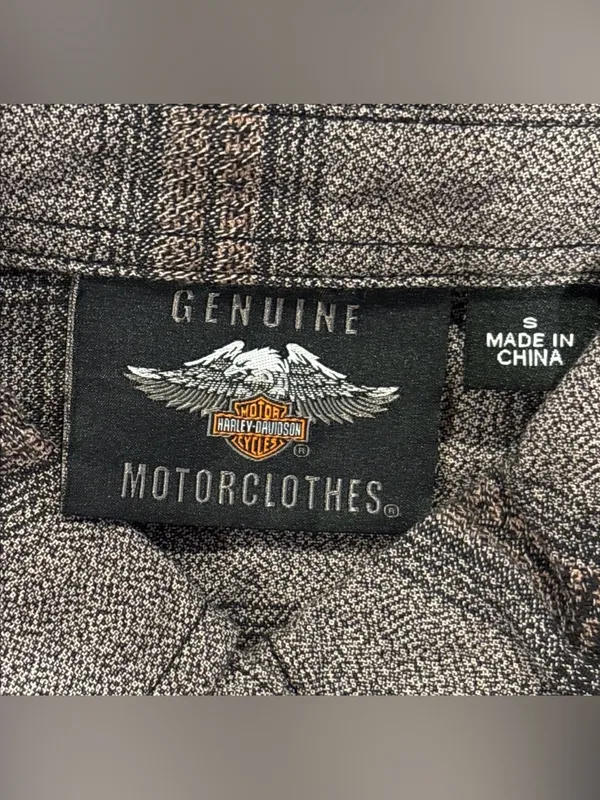 Harley Davidson Genuine Motorclothes Plaid Graphic Button Up Shirt Small - Image 2