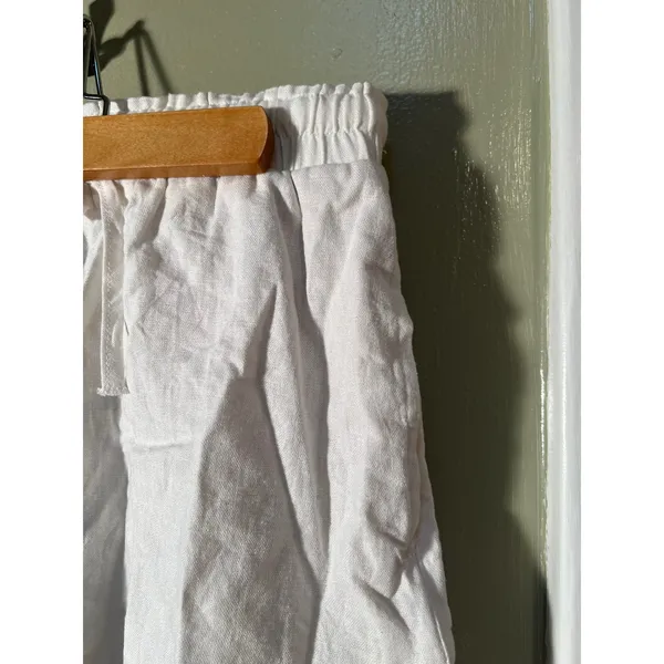 Stradivarius Women's Size Small Shorts Pull On Elastic Tie Waist Pockets White - Image 4
