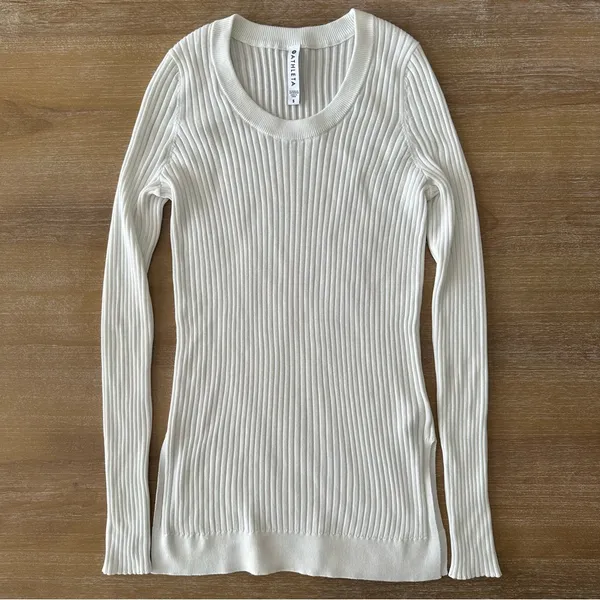 Athleta Ribbed White Sweater - Image 3
