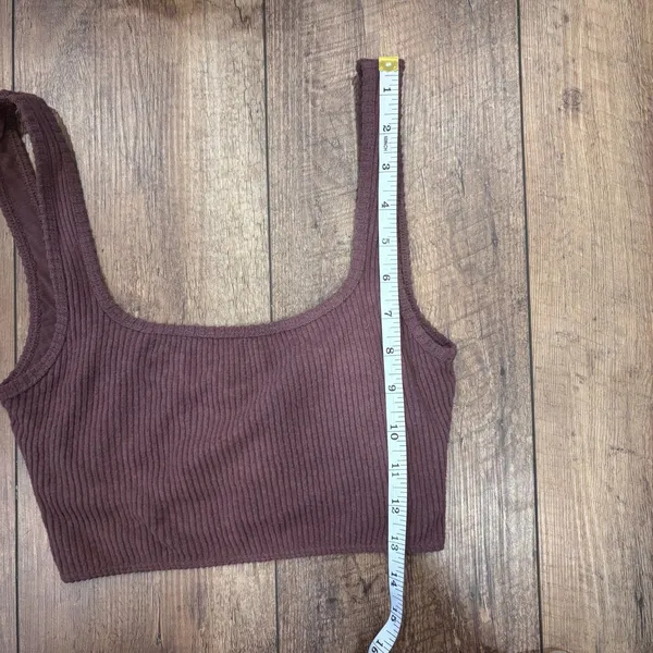 Abercrombie & Fitch Ribbed Crop Tank Top Brown XS Built in Bra Soft Knit NWT - Image 8