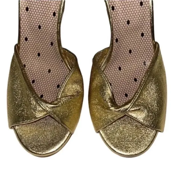 Red Valentino Gold Leather Stilettos Sandals(Size 7,37) - Image 9