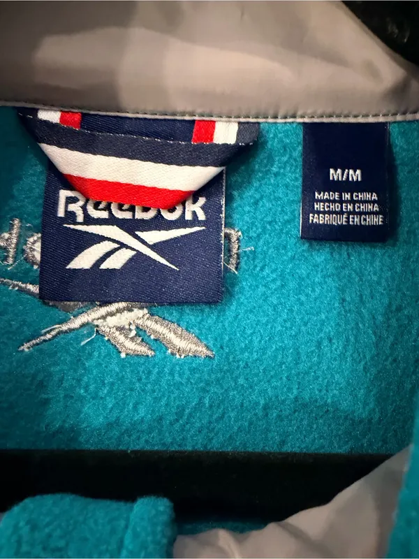 NWT Reebok Size M Teal Full Zip Fleece Jacket Retro Colorblock Outdoor Active - Image 8