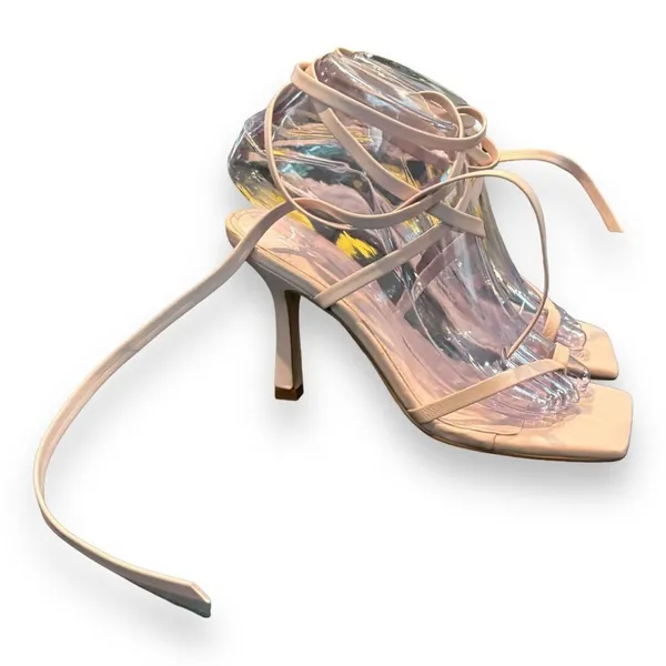 MARC FISHER‎ Womens Beige Dominic Square Toe Stiletto Leather Thong Sandals 6M - Image 4