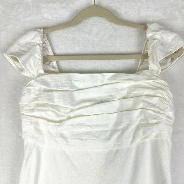 Abercrombie Fitch Emerson Cap Sleeve Mini Dress Size Medium White Linen Cotton - Image 6
