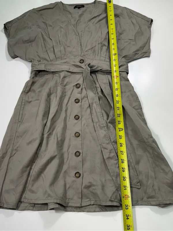 Quince 100% Lyocell Vintage Wash Tencel Button Front Dress in Olive NWOT - Image 3