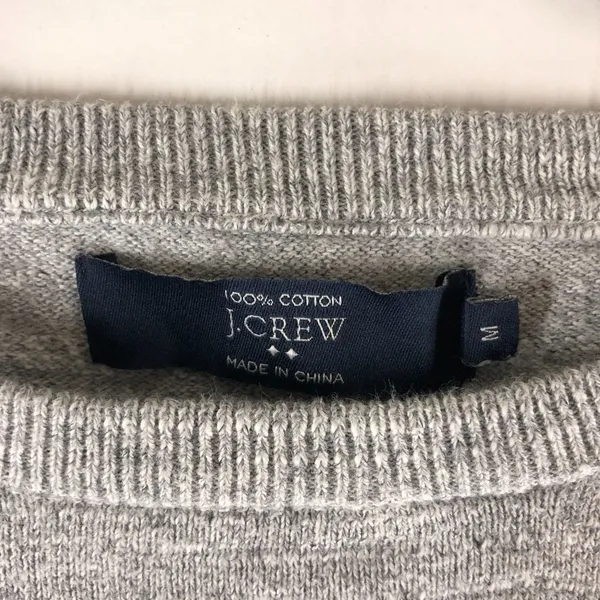 J Crew Womens Sweater Gathered Hem Cotton Crew Neck Gray M - Image 4
