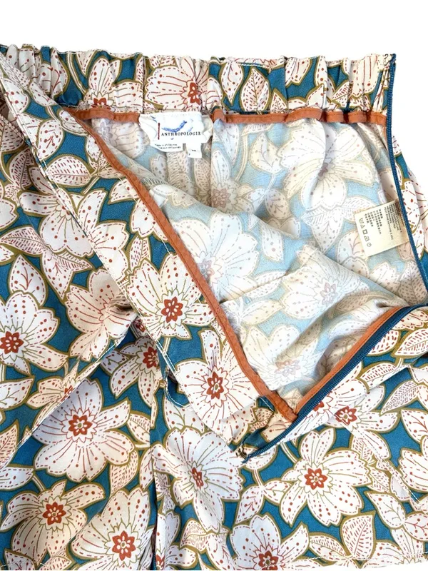 EUC Anthropologie Georgine Skirted Shorts Teal Floral Size XS - Image 5