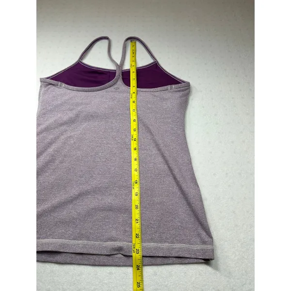 Lululemon Purple Striped Built-In Bra Tank Top Size 8 Shelf Bra Athletic - Image 8