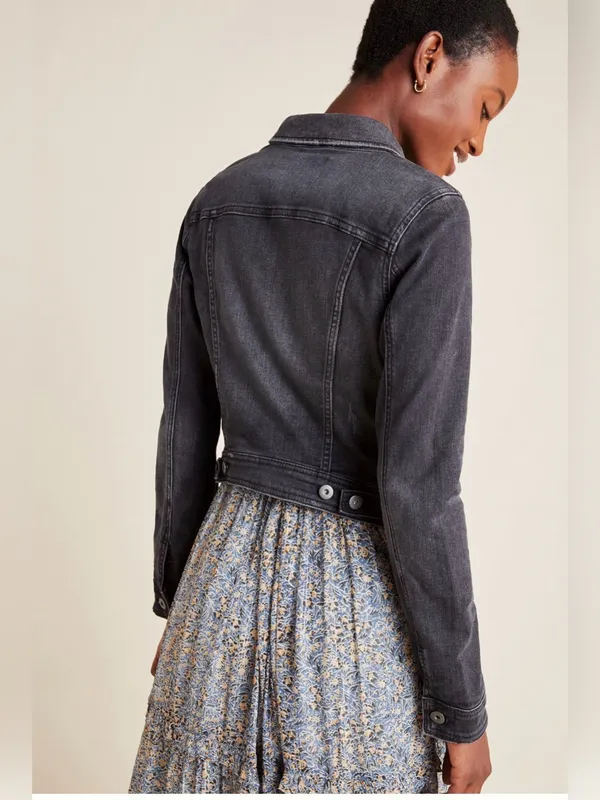 Anthropologie Pilcro Dark Gray Denim Jacket Sz M - Image 4