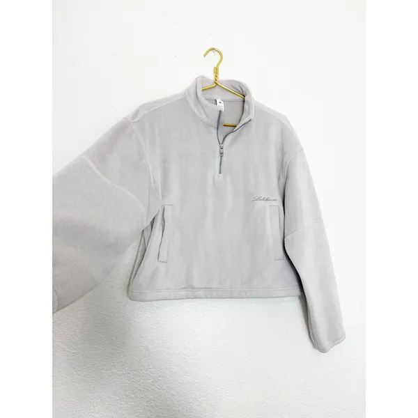 Lululemon Plush Velour Oversized Half Zip in Gray Size Small Workout Soft - Image 10