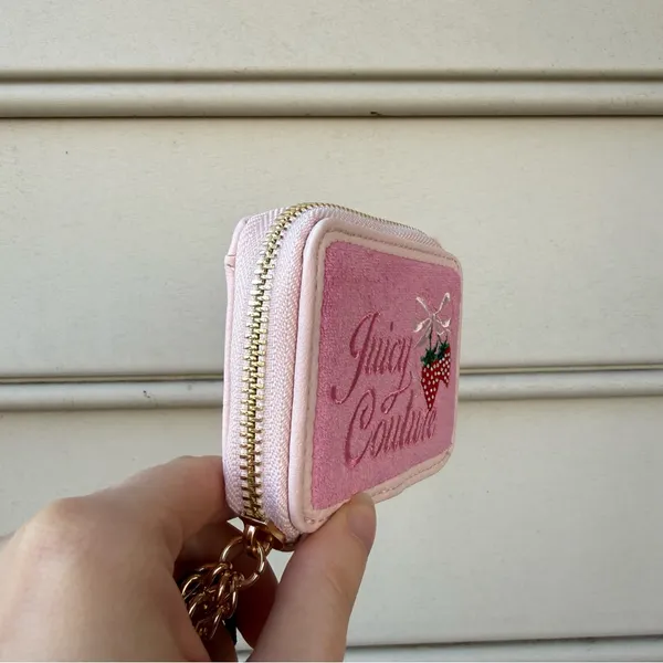 Juicy Couture terrycloth Pink Wallet with Strawberry Design coin pouch - Image 3