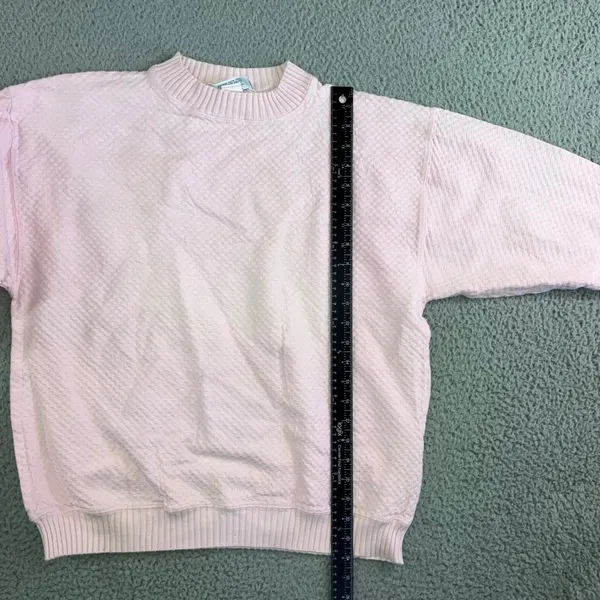 Vintage Pastel Sweatshirt Women‎ XL 90s Textured Grandma Coquette Pink Retro Y2K - Image 4