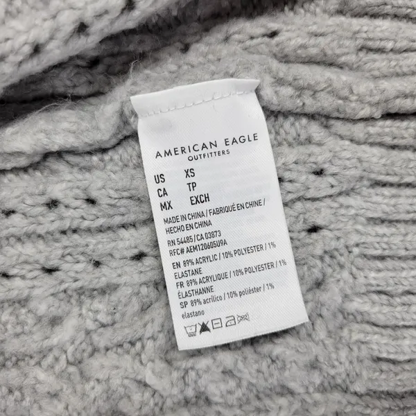 American Eagle Cable Knit Cardigan Sweater XS Gray Crop Button Front Soft Cozy - Image 11
