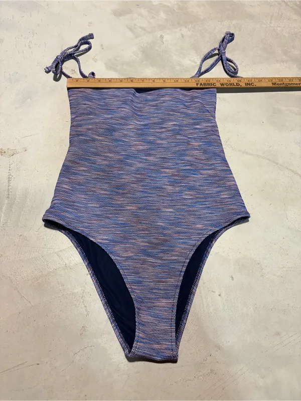 Aerie Purple blue Tie-Shoulder One-Piece cheeky Swimsuit medium - Image 2