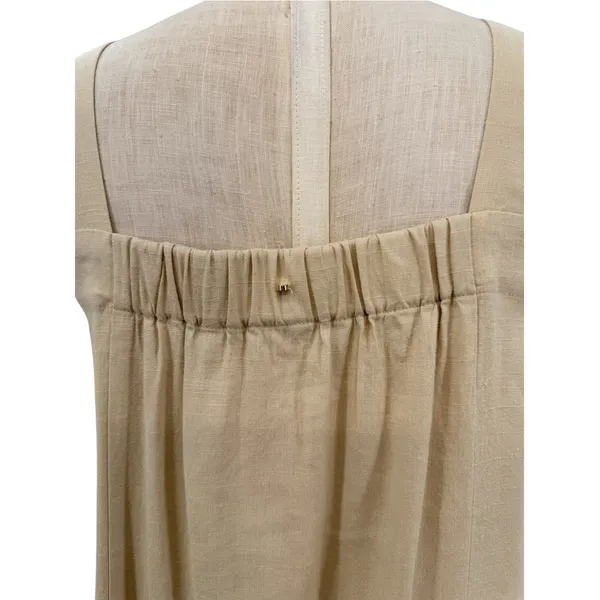 Cuyana Linen Blend Tie Front Square Neck Maxi Dress Beige Minimalist Size Small - Image 9