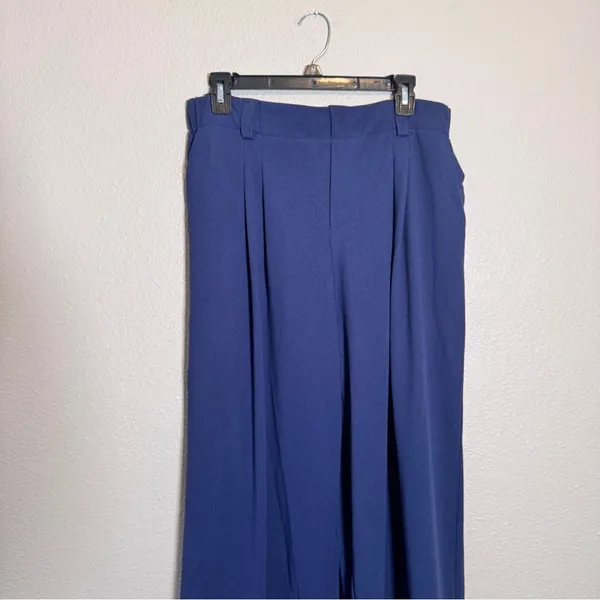 Halara Navy Blue Wide Leg Breezeful High Waisted Pants Womens L Pleated Preppy - Image 8