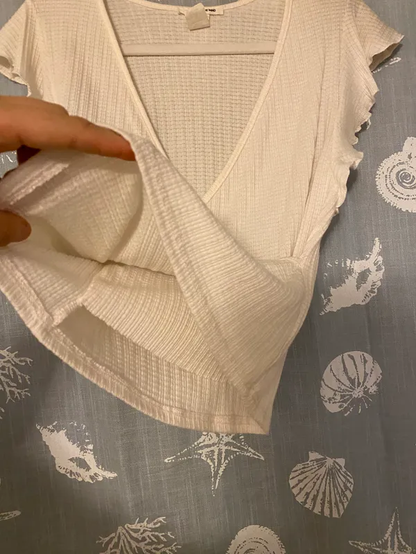 Caution to the Wind White Ruffle Short Sleeve V Neck Top - Image 3