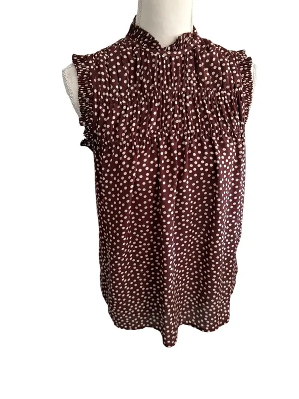 DKNY Womens Brown Polka Dot Sleeveless Top Size XL - Image 3