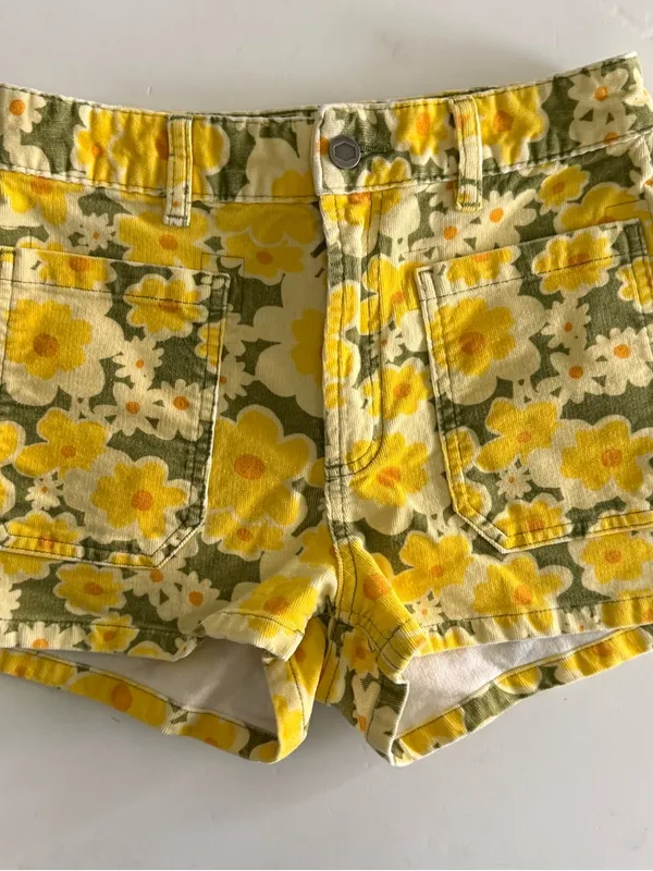 RVCA Bella Cord Shorts in Fern. Size 26 - Image 2