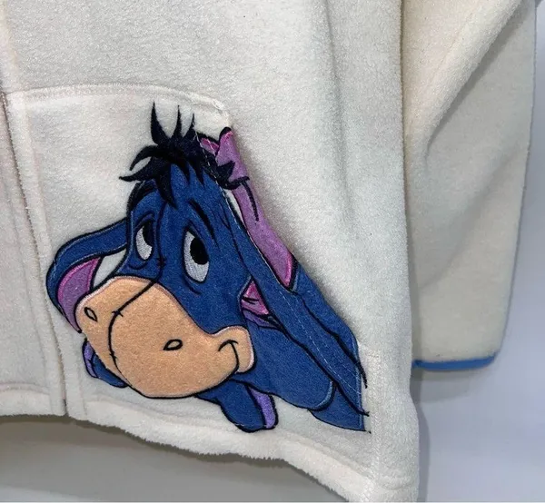 Disney Eeyore Fleece Zip Front Jacket w/Kangaroo Pockets & Eeyore Patch-Size 7-9 - Image 5