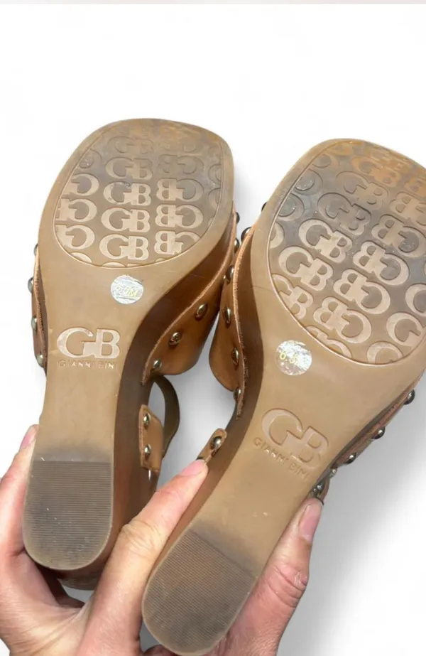 Giani Bernini Women's Renella Block-Heel Platform Brown Leather Sandals Size 6.5 - Image 4